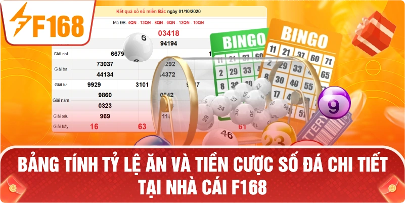 Bảng tính tỷ lệ ăn và tiền cược số đá chi tiết tại nhà cái F168.