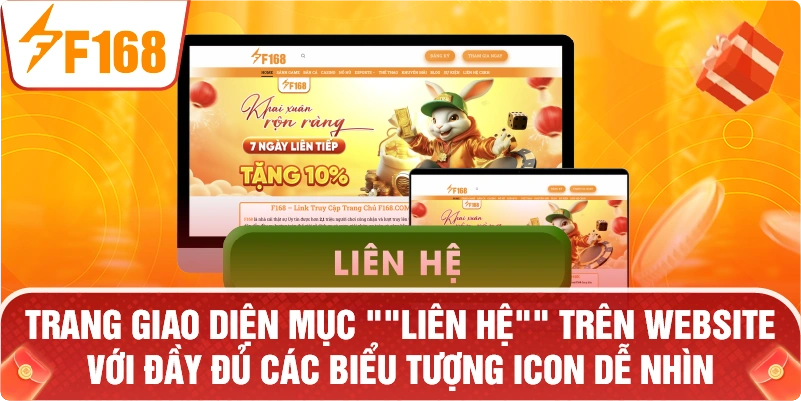 trang giao diện mục "Liên Hệ" trên website với đầy đủ các biểu tượng icon dễ nhìn.